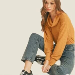 NWT Free People Small Juicy Long Sleeve Cowl Neck Surplice Back Canyon Moon